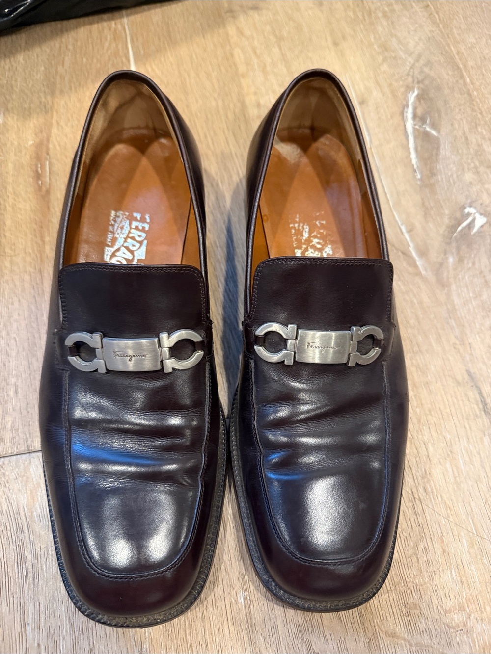 Salvatore Ferragamo Dark Brown Leather Gancini Bit Loafers